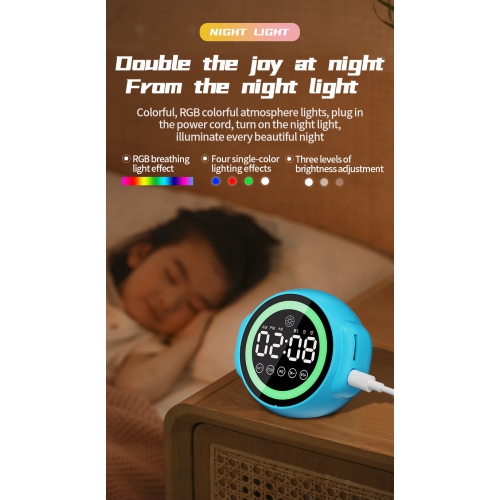 Bluetooth speaker with high volume and night light, student dormitory smart voice alarm clock with card charging, suitable for home, mobile, karaoke,