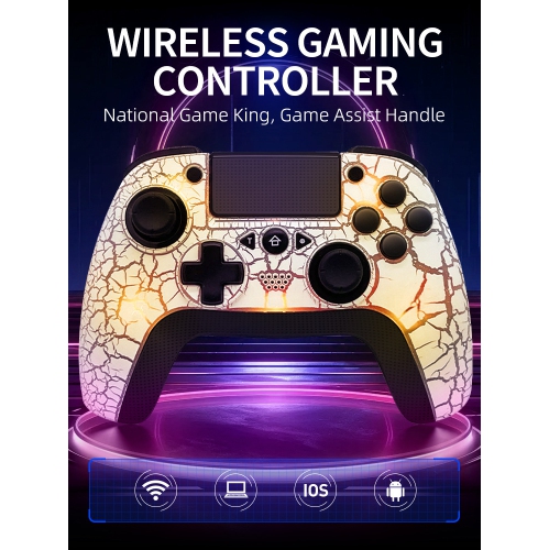 Manette de jeu PS4, programmation macro, PC sans fil compatible, manette Somatosensory à six axes RVB Crack Light pour PS4 PS5, ordinateur PS3,