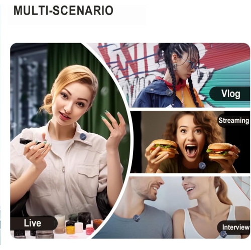 Wireless Lavalier Microphone, One-to-Two with Storage, Long Battery Life, Magnetic Round, Suitable for TikTok, YouTube, Video Blog, Video Recording -