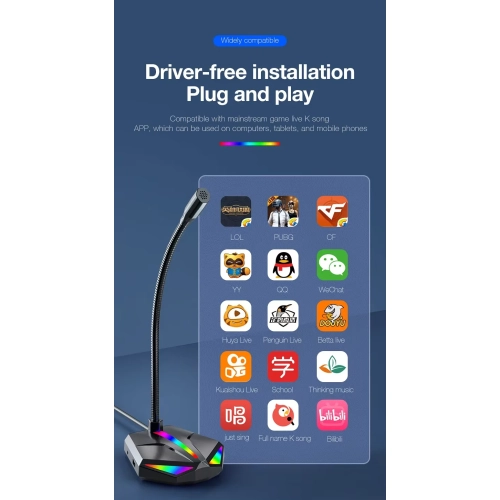 Computer microphone, microphone game voice notebook USB anchor live karaoke home conference chat, portable multi-function desktop microphone