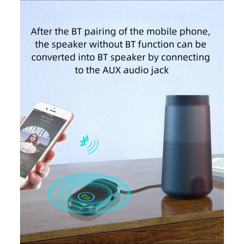 Car AUX Bluetooth receiver, Bluetooth 5.3 adapter, 3.5mm audio conversion connector, 2 in 1 car BT receiver transmitter