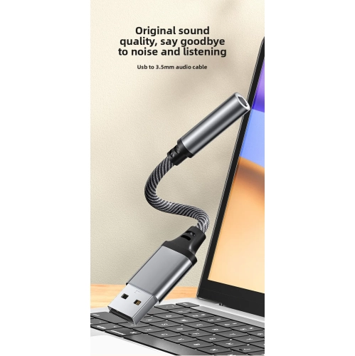 Audio cable otg adapter, digital audio headphone cable converter, USB to 3.5 mm audio jack adapter, TRRS USB to Aux external stereo sound card - USB