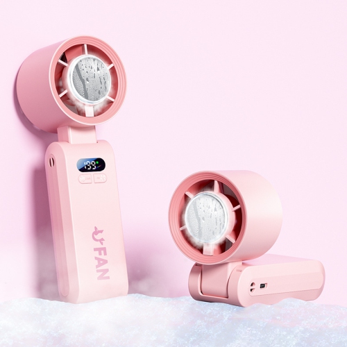 Ice high-speed handheld small fan, violent turbo fan portable rechargeable folding digital display fan 4000 mAh - ice + folding neck + 199 gear