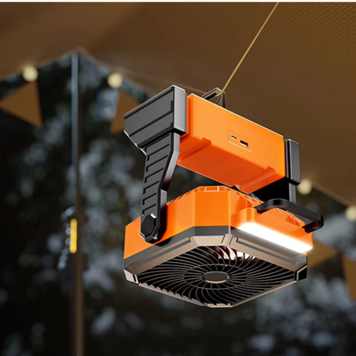 Outdoor camping rechargeable fan, USB lighting portable light sound fishing camping stall night market strong wind ceiling fan