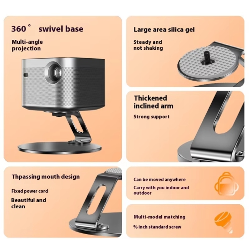 Support de projecteur rotatif à 360 degrés, plateau de rangement de bureau pour montage mural en métal sans perforation, support de projecteur T04