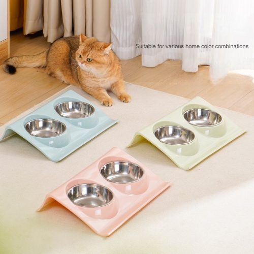 Bol en acier inoxydable pour animal de compagnie, bol antidérapant en plastique Slope pour chien, bol pour chat avec semelle anti-éclaboussures