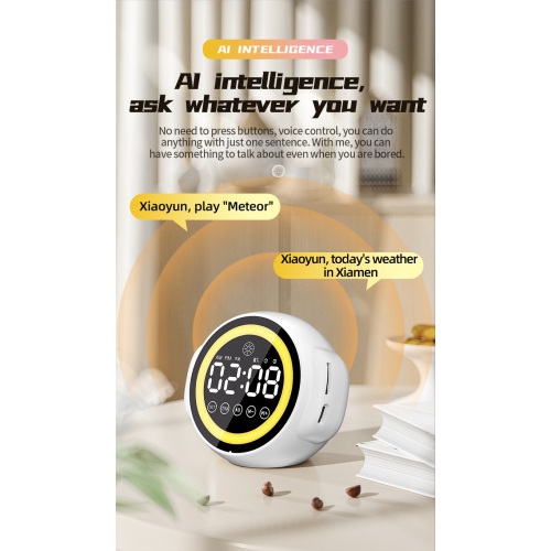 Haut-parleur Bluetooth avec volume élevé et veilleuse, réveille-matin vocal intelligent dormant étudiant avec chargement de carte, adapté pour la