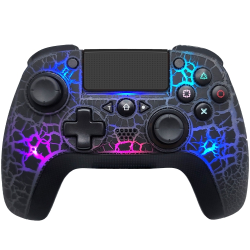 Manette de jeu PS4, programmation macro, PC sans fil compatible, manette Somatosensory à six axes RVB Crack Light pour PS4 PS5, ordinateur PS3,