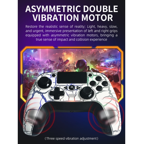 Manette de jeu PS4, programmation macro, PC sans fil compatible, manette Somatosensory à six axes RVB Crack Light pour PS4 PS5, ordinateur PS3,