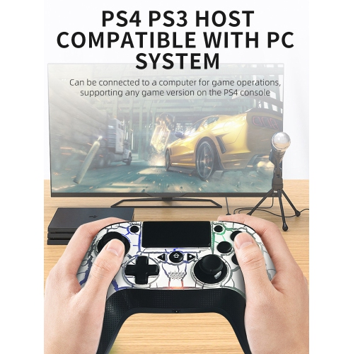 Manette de jeu PS4, programmation macro, PC sans fil compatible, manette Somatosensory à six axes RVB Crack Light pour PS4 PS5, ordinateur PS3,
