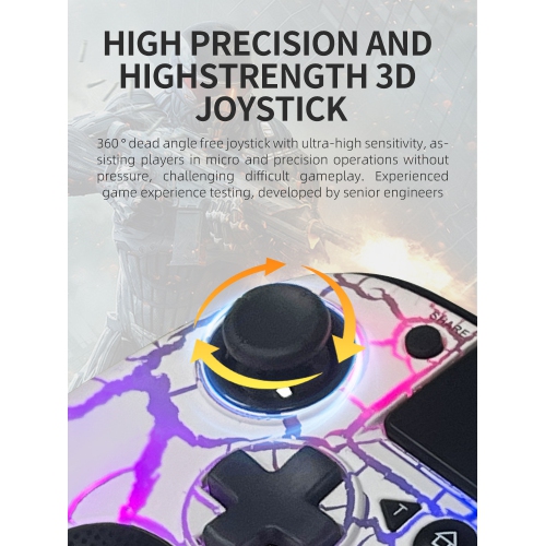 Manette de jeu PS4, programmation macro, PC sans fil compatible, manette Somatosensory à six axes RVB Crack Light pour PS4 PS5, ordinateur PS3,