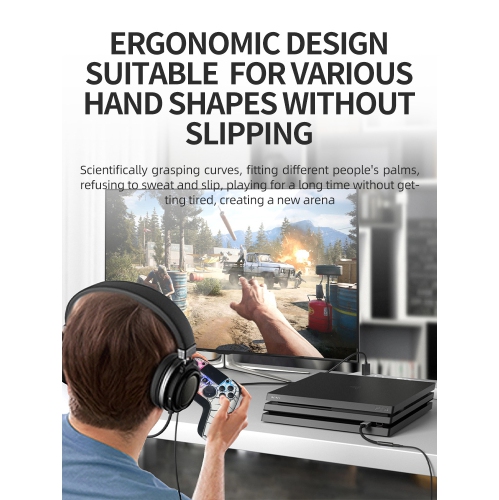 Manette de jeu PS4, programmation macro, PC sans fil compatible, manette Somatosensory à six axes RVB Crack Light pour PS4 PS5, ordinateur PS3,