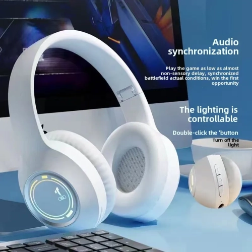 Head-mounted wireless Bluetooth headset, heavy bass noise reduction, e-sports game with microphone, ultra-long standby, compatible with mobile phones