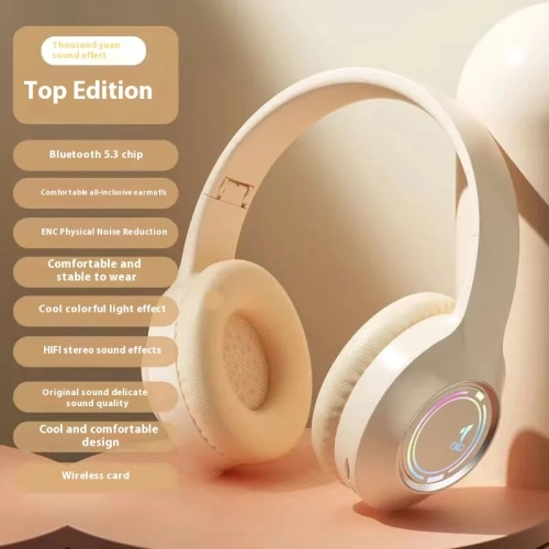 Head-mounted wireless Bluetooth headset, heavy bass noise reduction, e-sports game with microphone, ultra-long standby, compatible with mobile phones