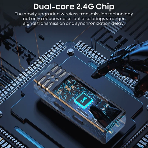 Micro-cravate sans fil, adapté à l'enregistrement vidéo, à la diffusion de jeux en direct, à l'entrevue - un à deux avec boîtier de chargement