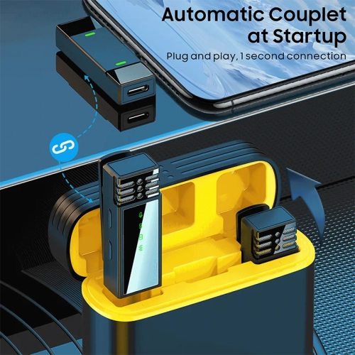 Micro-cravate sans fil, adapté à l'enregistrement vidéo, à la diffusion de jeux en direct, à l'entrevue - un à deux avec boîtier de chargement
