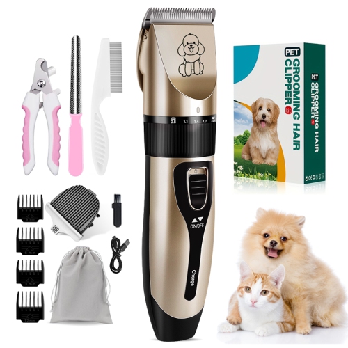 Pet electric hair clipper, dog hair trimmer, cat shaver and hair clipper, low noise electric pet trimmer, gold