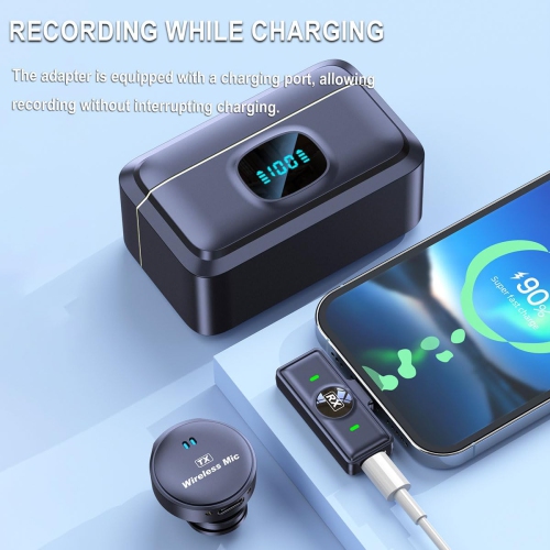 Wireless lavalier microphone, one-to-two with storage, long battery life, magnetic round shape, suitable for TikTok, YouTube, video blogging, video