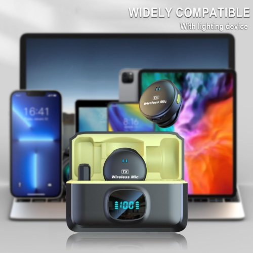 Wireless lavalier microphone, one-to-two with storage, long battery life, magnetic round shape, suitable for TikTok, YouTube, video blogging, video