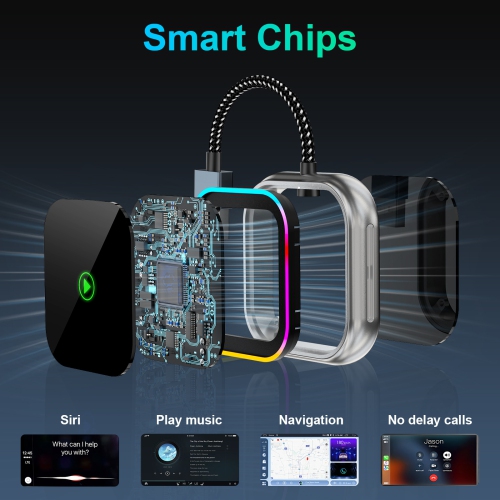 Adaptateur sans fil CarPlay, adapté pour l'interconnexion de voiture intelligente Apple Android Adaptateur sans fil CarPlaysans fil CarPlay+AUTO