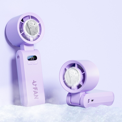 Ice high-speed handheld small fan, violent turbo fan portable rechargeable folding digital display fan 4000 mAh - ice + folding neck + 199 gear