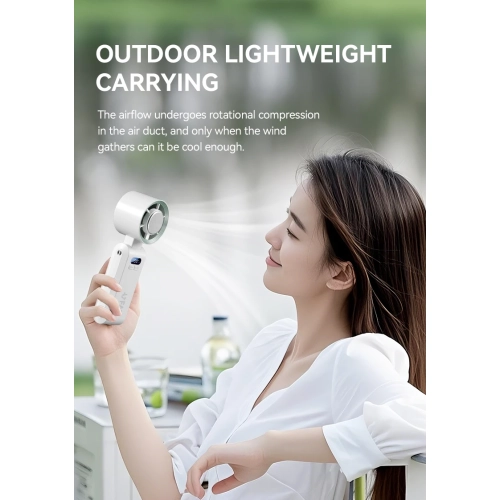 Ice high-speed handheld small fan, violent turbo fan portable rechargeable folding digital display fan 4000 mAh - ice + folding neck + 199 gear