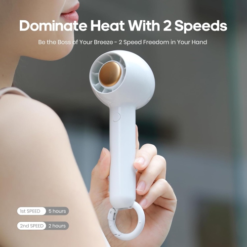 Handheld portable usb charging fan, turbine bladeless handheld small fan, digital display, ultra-quiet and durable, suitable for travel, office, gym,
