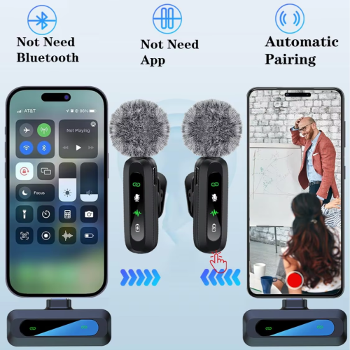 Micro-cravate sans fil 1-à-deux J3, microphone à réduction du bruit en direct adapté pour le studio d'enregistrement, le karaoké, la conférence