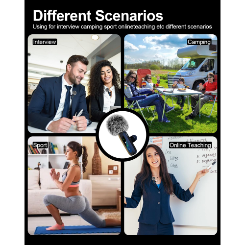 Micro-cravate sans fil 1-à-deux J3, microphone à réduction du bruit en direct adapté pour le studio d'enregistrement, le karaoké, la conférence