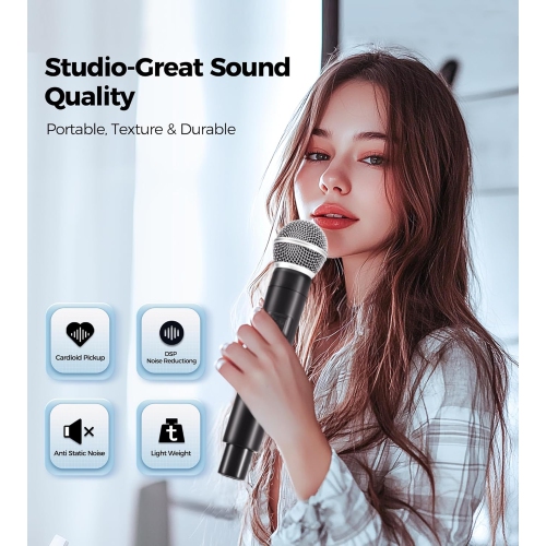 Microphone wireless charging microphone, home singing live sound card, outdoor one-to-two microphone equipment, karaoke microphone suitable for