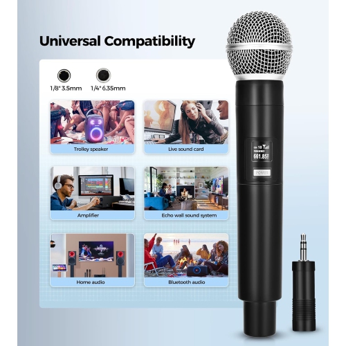 Microphone wireless charging microphone, home singing live sound card, outdoor one-to-two microphone equipment, karaoke microphone suitable for