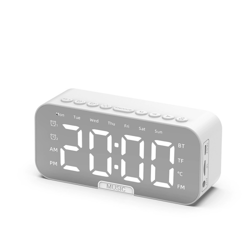 Bluetooth speaker clock alarm speaker desktop card, smart speaker clock alarm speaker - white
