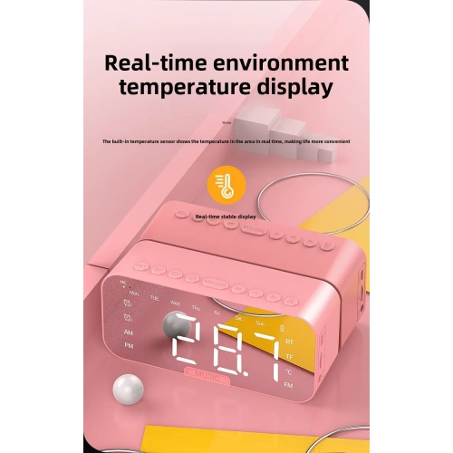 Bluetooth speaker clock alarm speaker desktop card, smart speaker clock alarm speaker - white