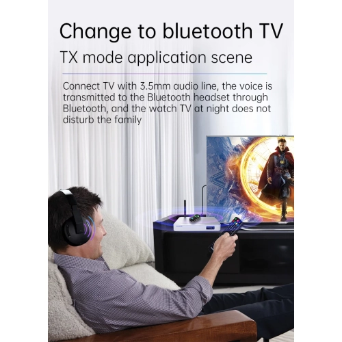 Wireless Bluetooth 5.0 Transmitter Receiver, 2 in 1 Audio Adapter, 3.5mm AUX Car Stereo for Car Microphone Music Receiver