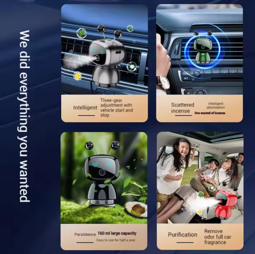 Intelligent robot spray aromatherapy with car start and stop, car air outlet car high-end fragrance spray to remove odor