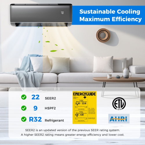 Gymax 12000 BTU Mini Split AC 22 SEER2 Air Conditioner w/ Inverter & Heat Pump