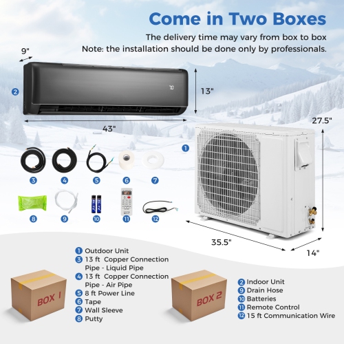 Gymax 24000 BTU Mini Split Air Conditioner & Heater 21 SEER2 208-230V AC Unit