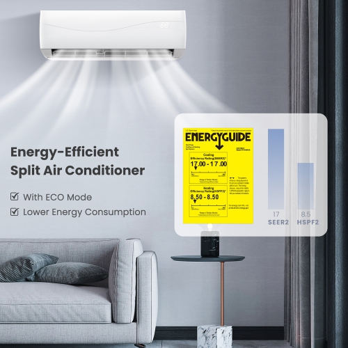 Gymax 12000 BTU Mini Split Air Conditioner & Heater 17 SEER2 208-230V Ductless Inverter AC Unit