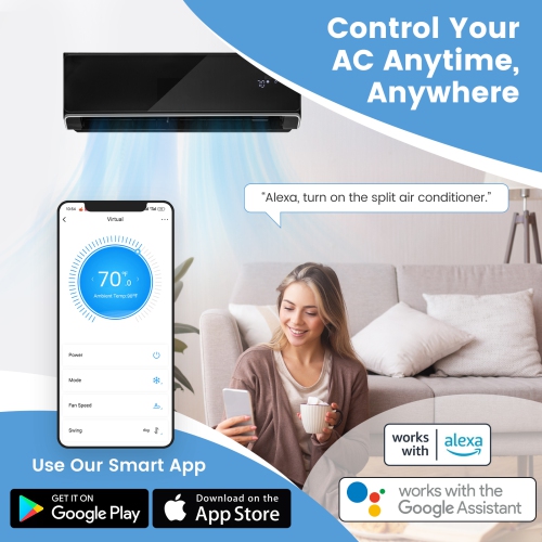 Gymax 12000 BTU Mini Split Air Conditioner & Heater 22 SEER2 208-230V AC Unit Black