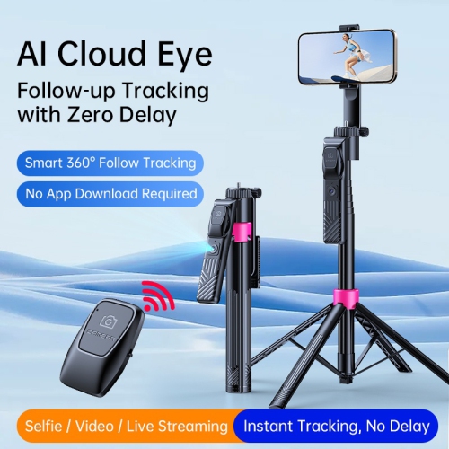 66" Auto Face Tracking Tripod for iPhone,360 Rotation Travel Selfie Stick Stand,Face Tracking Phone Tripod Applied to Tiktok YouTube Vlog Video