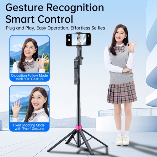 66" Auto Face Tracking Tripod for iPhone,360 Rotation Travel Selfie Stick Stand,Face Tracking Phone Tripod Applied to Tiktok YouTube Vlog Video