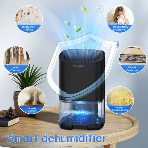 Dehumidifiers for Home 35OZ Small Dehumidifier for Bedroom with 7 LED Lights, Quiet & Auto Shut off Dehumidifier for Bathroom Basement Closet