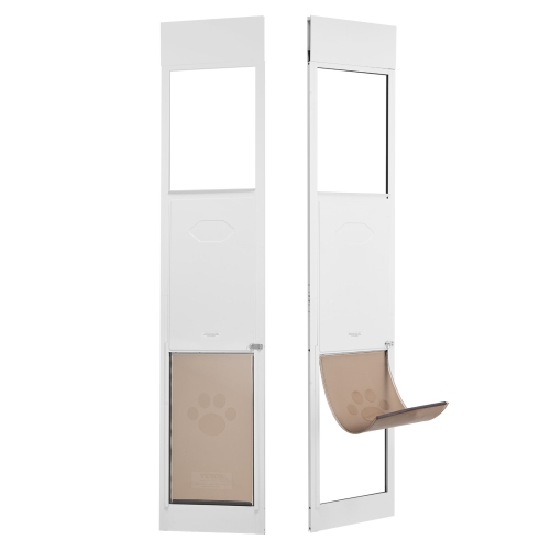 VEVOR 75 7/8"-80 11/16" Dog Door for Sliding Glass Door, Height Adjustable, Aluminum Frame Tempered Glass Pet Door with Hinge Structure Flap and Lock
