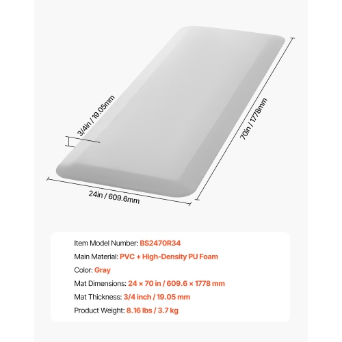 VEVOR 3/4-inch Thickened Fall Mat for Elderly, Fall Prevention Pad with Beveled Edge, Anti-Slip Bedside Safety Floor Mat for Seniors, Handicaps,