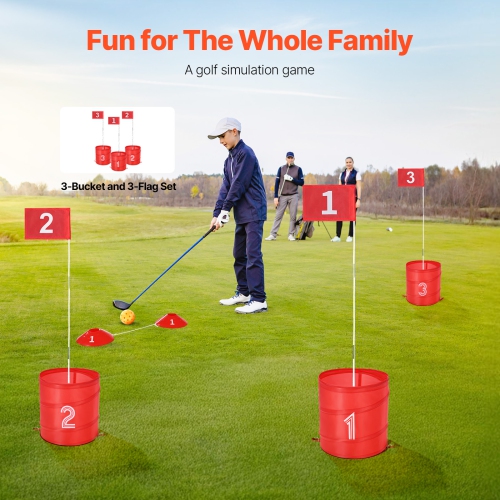 VEVOR 3 Hole Backyard Golf Game, Golf Game Practice Games, Golf Chipping Game for Family, Adults and Kids, Portable Outdoor Yard Golf Game for Lawn,