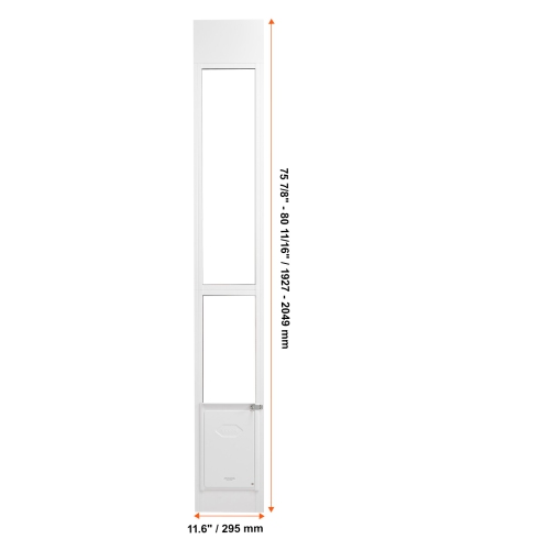 VEVOR 75 7/8"-80 11/16" Dog Door for Sliding Glass Door, Height Adjustable, Aluminum Frame Tempered Glass Pet Door with Hinge Structure Flap and Lock