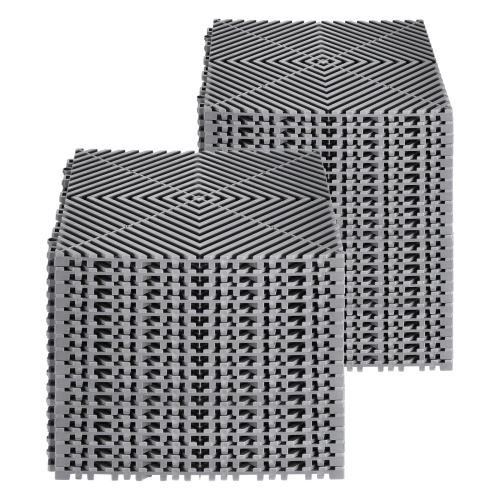 VEVOR 12” x 12” Interlocking Drainage Mat, Modular Interlocking Cushion, 40 Pcs Splicing Drainage Mats, Non-Slip Gray PP Drainage Floor Tile and