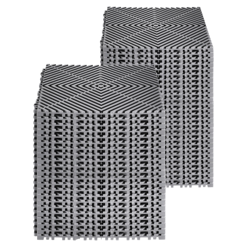 VEVOR 12” x 12” Interlocking Drainage Mat, Modular Interlocking Cushion, 50 Pcs Splicing Drainage Mats, Non-Slip Gray PP Drainage Floor Tile and