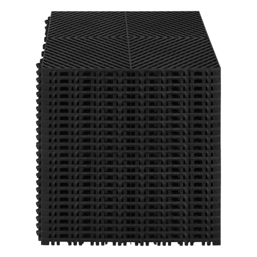VEVOR 15.7” x 15.7”Interlocking Drainage Mat, Modular Interlocking Cushion, 24 Pcs Splicing Drainage Mats, Non-Slip Black PP Drainage Floor Tile and