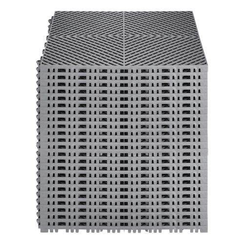 VEVOR 15.7” x 15.7”Interlocking Drainage Mat, Modular Interlocking Cushion, 24 Pcs Splicing Drainage Mats, Non-Slip Gray PP Drainage Floor Tile and